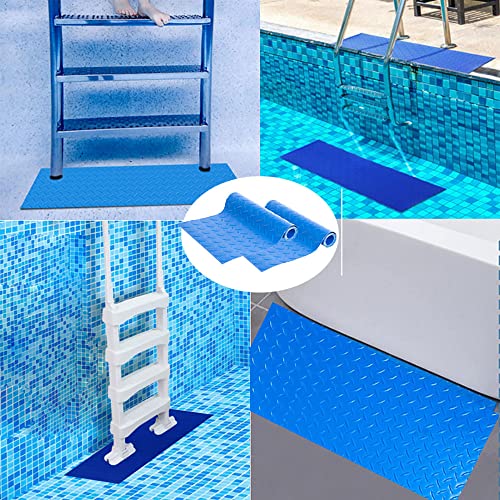 2 Rolls Swimming Pool Ladder Mat, 9"X36"Swimming Pool Ladder Mat Protective Swimming Pool Step Pad For Cushion Between Your Ladder Or Step & The Pool Liner For Prevent Slipping (Blue-0.06In Thickened) #TOP3