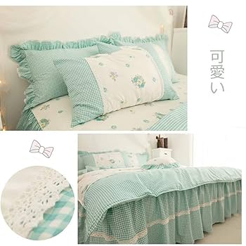 レース装飾 セミダブル カバー・シーツセット Amazon | 掛け布団カバー4点セット セミダブル 綿 コットン