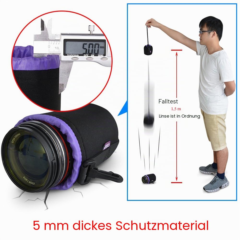 CADeN Objektivtasche, 4 Größen wasserdichte Kamera Tasche 5mm Dickem Neopren Soft Schutz Taschen Für Objektiv Canon Nikon Sony Pentax Tamron Sigma