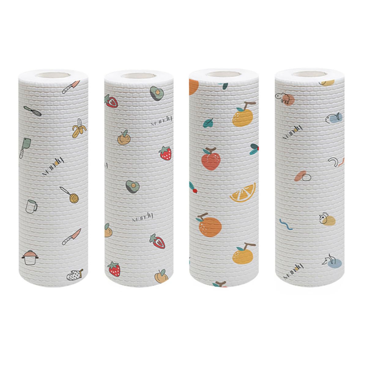 Cabilock Paños de Cocina Desechables Multifuncionales de Pulpa de Madera y Poliéster, 4 Rollos para Limpiar Ventanas y Suelos en Lavado de Platos y Limpieza Rápida Varios Estilos