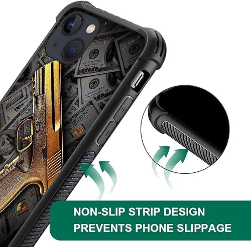 Miniatura 5 de CARLOCA Funda compatible con iPhone 14, fundas doradas de dinero de Estados Unidos para iPhone 14, ultra protección, a prueba de golpes, de silicona