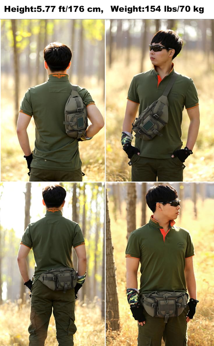 ArcEnCiel Sac banane tactique pour homme avec écusson, convient pour la randonnée, la pêche, le plein air