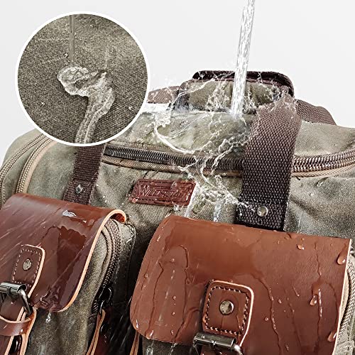 Wildroad TRAVEL001 Duffle Bag For Travel, 50L Waterproof Waxed Canvas Genuine Leather Weekender Overnight Bag Vintage Travel Hand Bag Carry thumb #2