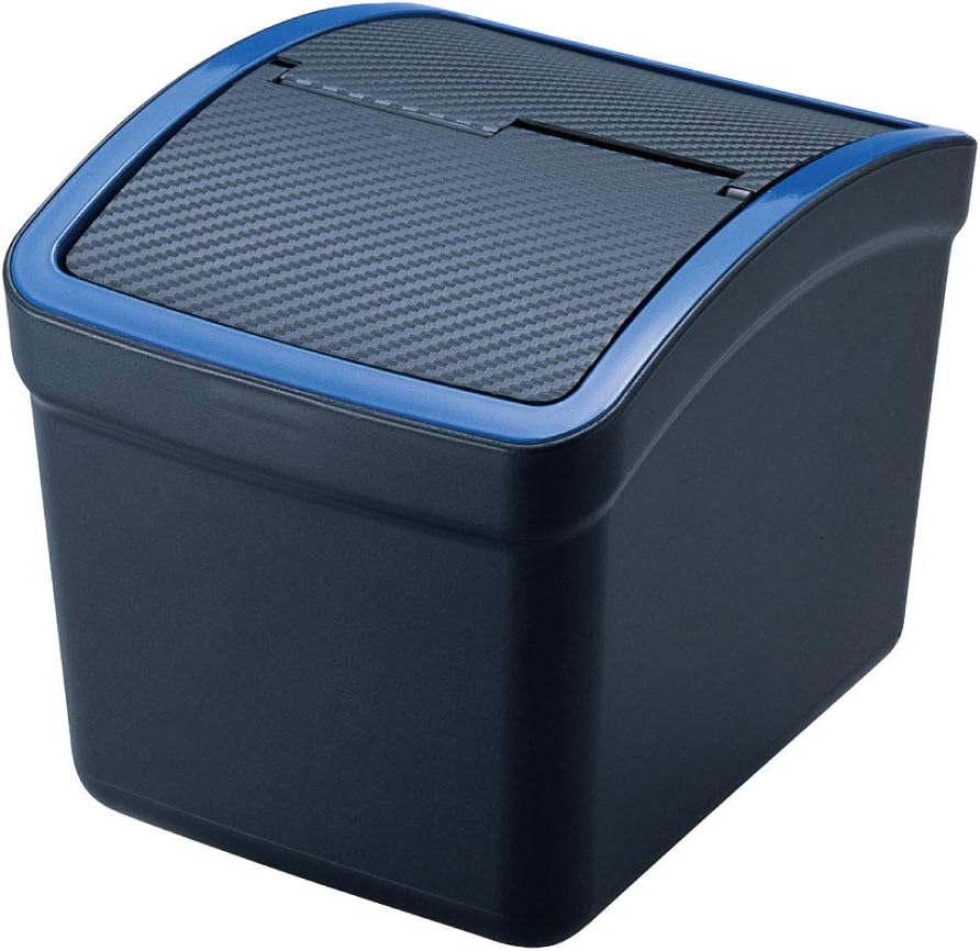 Carmate Japan DZ308 Car Black Carbon Luxury Compact Trash Bin Box Dust Duplex Garbage Can with Swing Cover