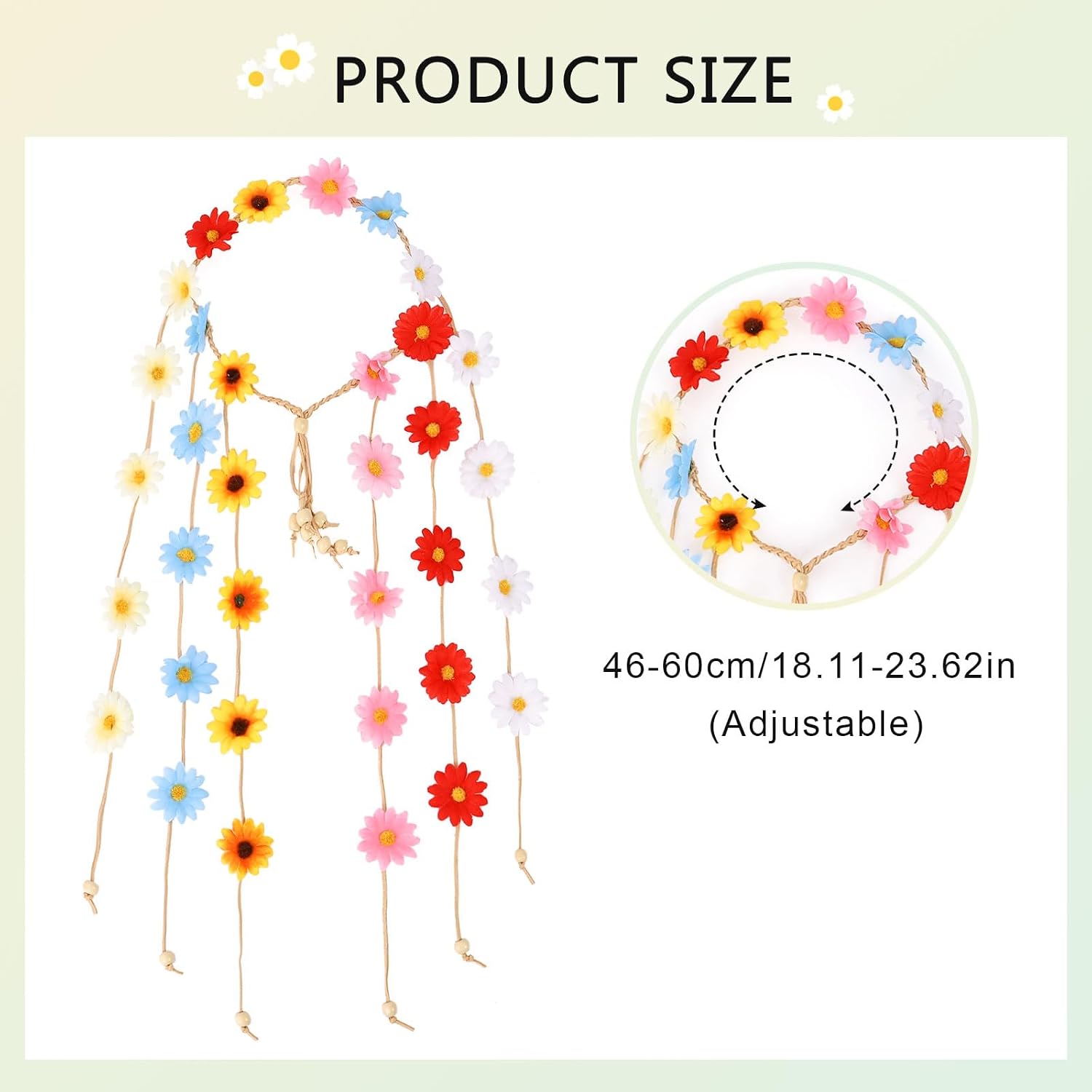 DOCILA Flower Headbands For Women Hippie Floral Hairband Boho Fairy Crown Wedding Parties Outfit Costume Hair Accessories image 5