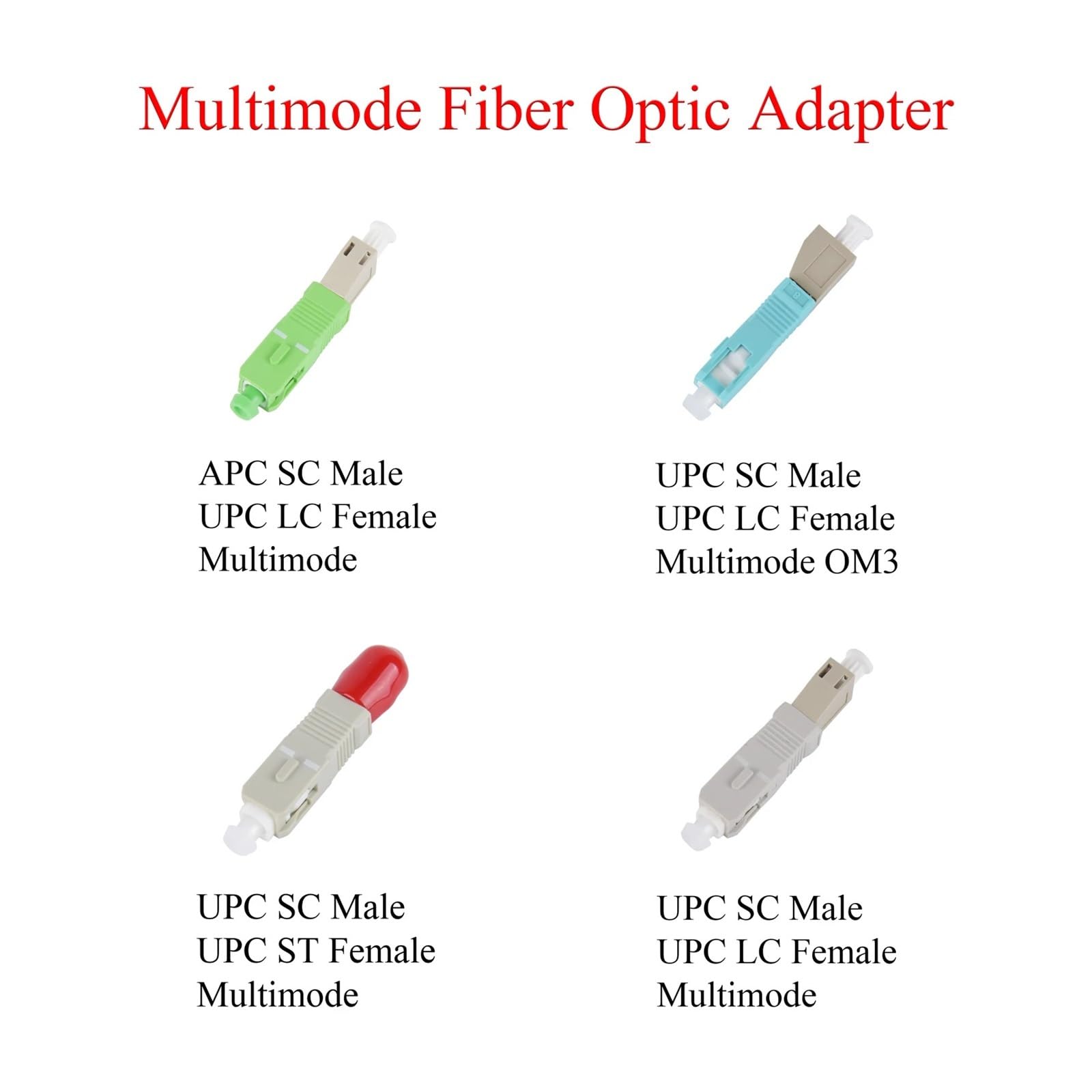 Adaptador de fibra óptica multimodo OM3, paquete de 10, convertidor híbrido(USC-M-UST-F-M)