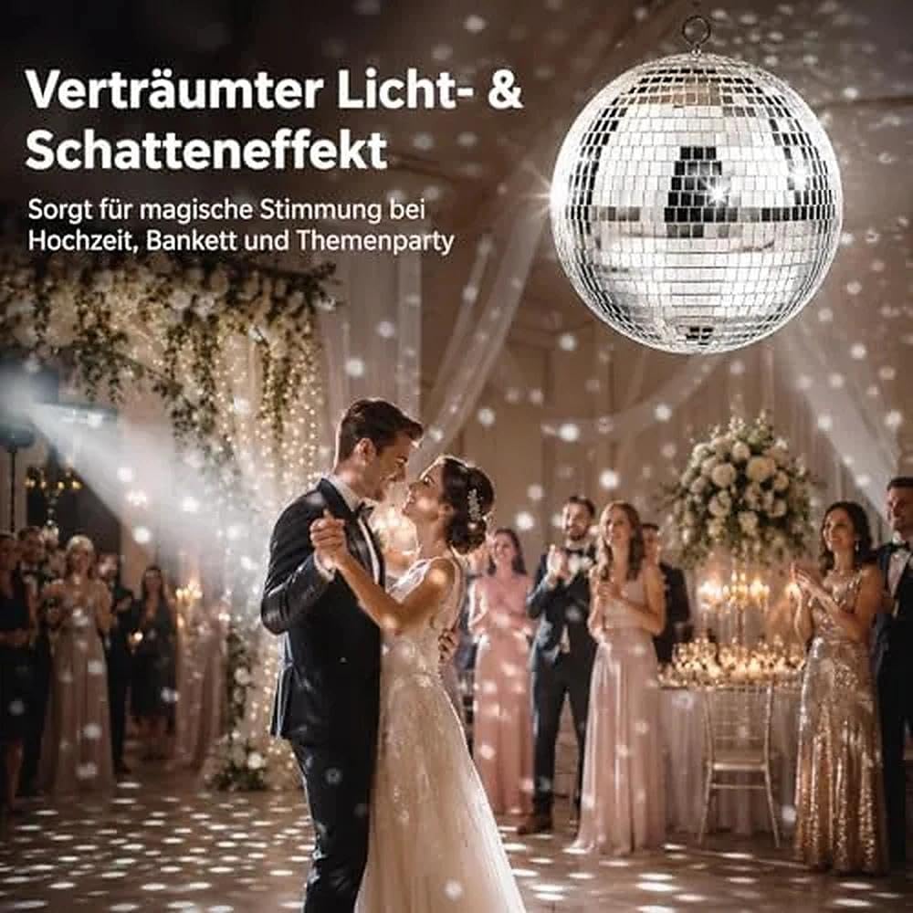 Spiegel-Discokugel 25cm,Discokugeln Zum Aufhängen,Spiegelkugel 25cm mit Selbstklebende Mini Spiegel und Haken Selbstklebend,Spiegelkugeln Disco Kugel,Ideal für Partys Oder DJ-Lichteffekt