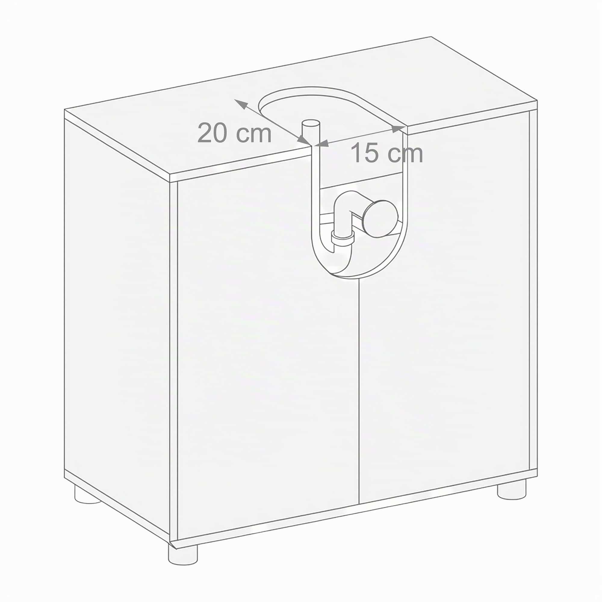 Relaxdays Mobile lavabo, H x L x P: 63 x 60 x 30 cm, 2 Scomparti, MDF, Bagno, Marrone, Mobiletti