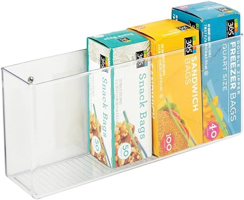 Miniatura 1 de mDesign Contenedor organizador de almacenamiento de plástico adhesivo para organización de pared de cocina o despensa, soporte de ahorro de espacio