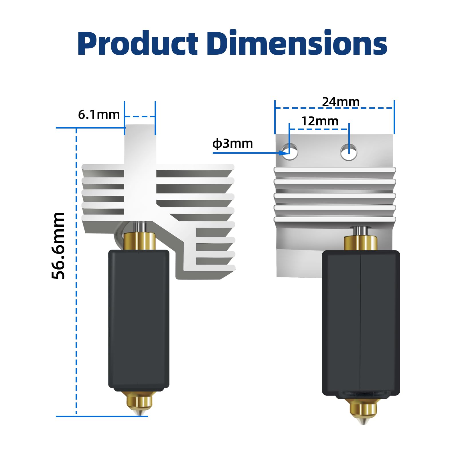 IdeaFormer Centauri - Set di 6 hotend in carbonio per Elegoo, estrusore testina di stampa hot end con ugello in acciaio temprato da 0,4 mm e 0,6 mm, 3 spazzole per Elegoo Centauri Carbon