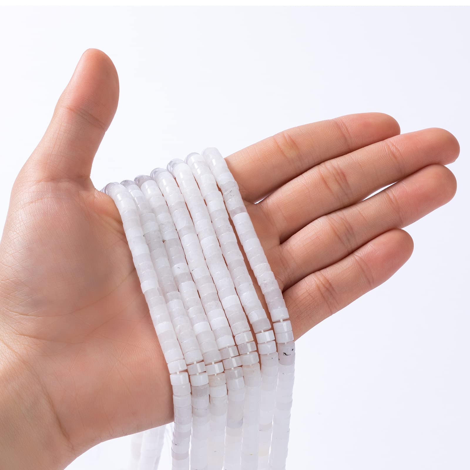 Natural White Agate Stone Spacer Beads 6x3mm 38cm/str Flat Round Loose Semi Gemstone Caps for Making Bracelets Necklace