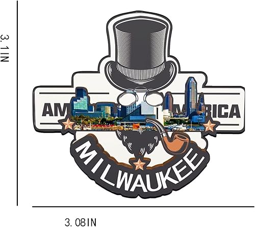 Miniatura 3 de Milwaukee Wisconsin USA - Imán de madera para nevera, monumentos 3D, recuerdos coleccionables, decoración hecha a mano -1249