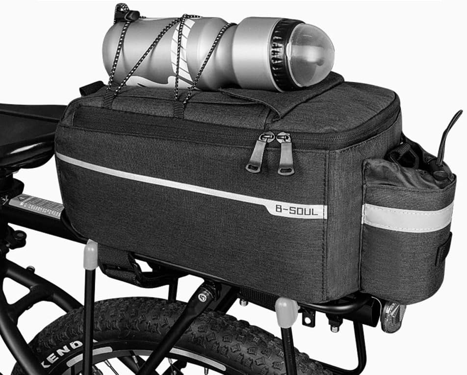 Bike Rear Rack Bag，Multi-Function Bicycle Rack Carrier Panniers Bag,Cycling Detachable Tail Seat Trunk Luggage Bag, Shoulder Strap Storage Case (Black)