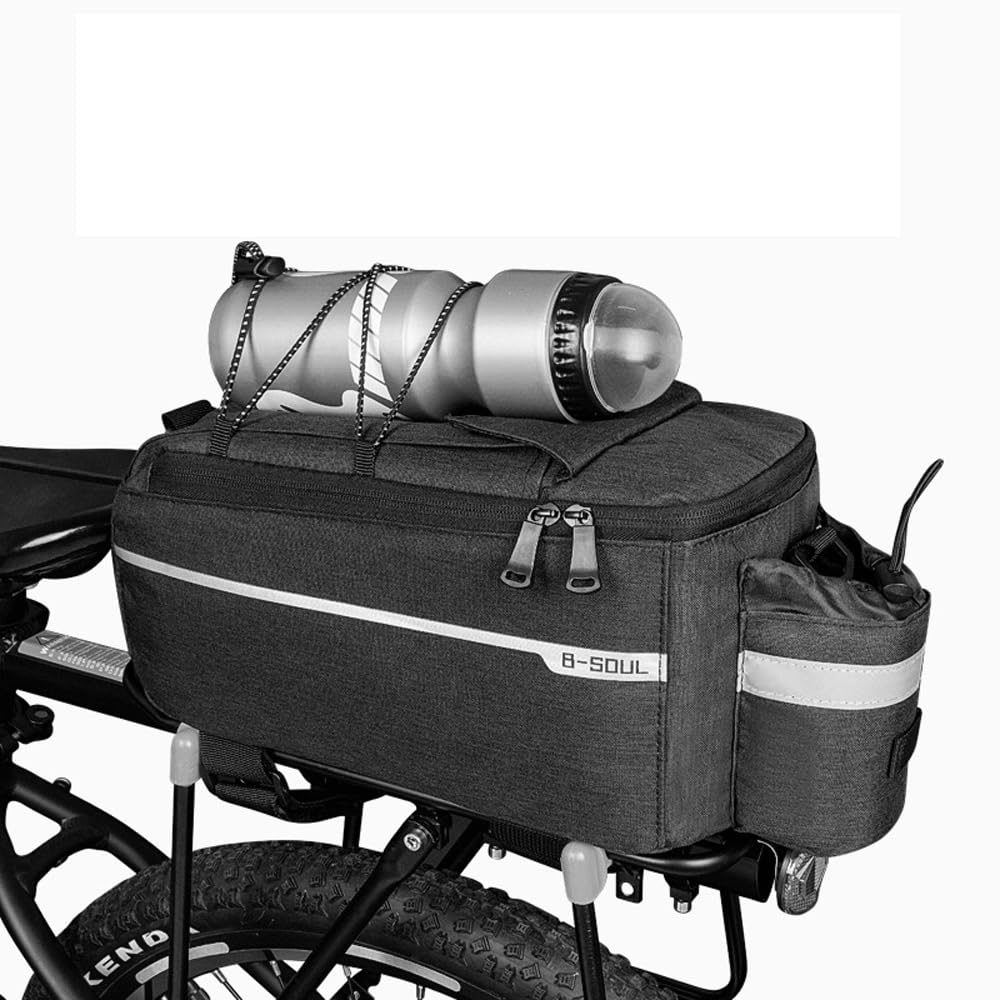 Hosoncovy Bike Rear Rack Bag，Multi-Function Bicycle Rack Carrier Cycling Detachable Tail Seat Trunk Luggage Bag, Shoulder Strap Storage Case (Black)