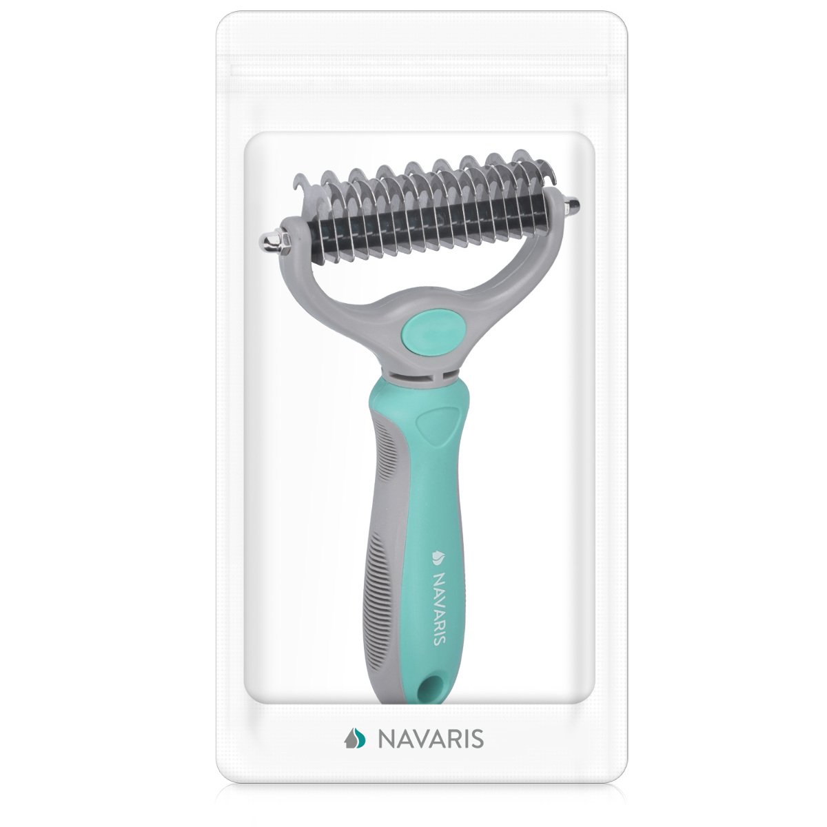 Navaris Cepillo para Capa Inferior de Pelo en Perros y Gatos - Peine Capa Interior de Pelaje Largo y Corto - Cepillo Corta-Nudos para Piel Sensible