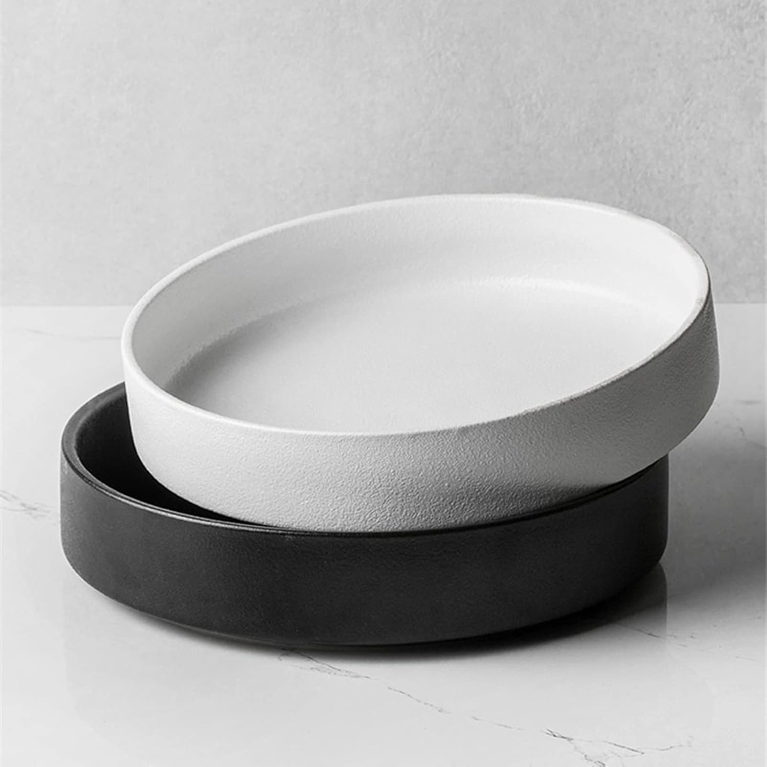 Simple Baking Dish Deep Plate Soup Plate Baking Tray Round Dish Salad Plate Frosted Ceramic Large Baked Plate Household Individual Lasagne Pan Deep (Color : Gold) (Gold)