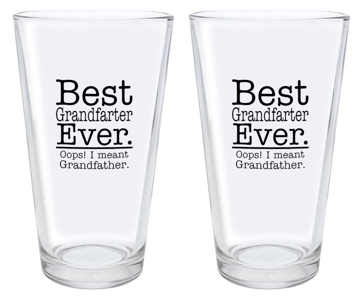 Best Grandfarter Ever Oops I Meant Grandfather Grandpa Pint Glasses 2-Pack Pint Glass Set Black