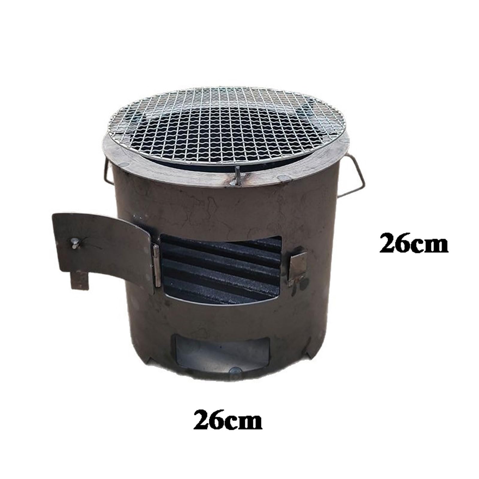 Chauffage De Tente Camping Portable Avec Grille De Cuisson Pour Le Camping | Réchaud De Tente Bois Avec Poignée Multifonctionnel, Réchaud À Fusée À Charbon De Bois Porte À Verrouillage(1PC)