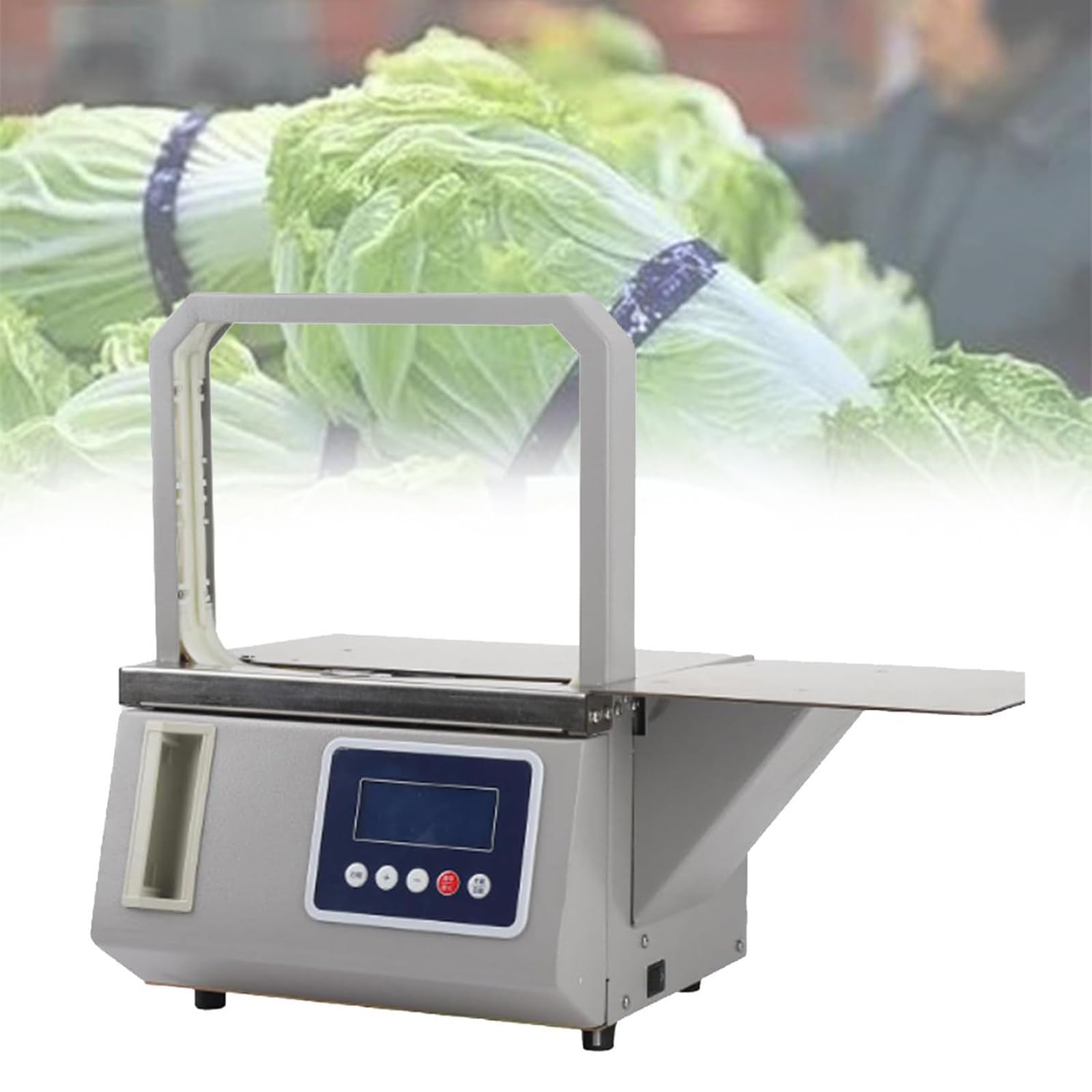 Hot Melt Tape Banding Machine, Supermarket Fresh Vegetable Tying Machine, Automatic Vegetable Strapping Banding Machine, With Strapping Tape, Supermarket Food Retail Restaurant Packaging 22*22