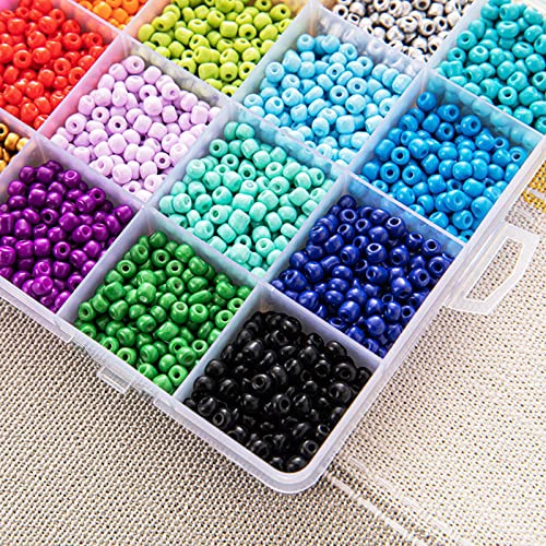rockible Miçangas de vidro 4 mm 6/0 20 cores miçangas pequenas redondas com cordão elástico com miça