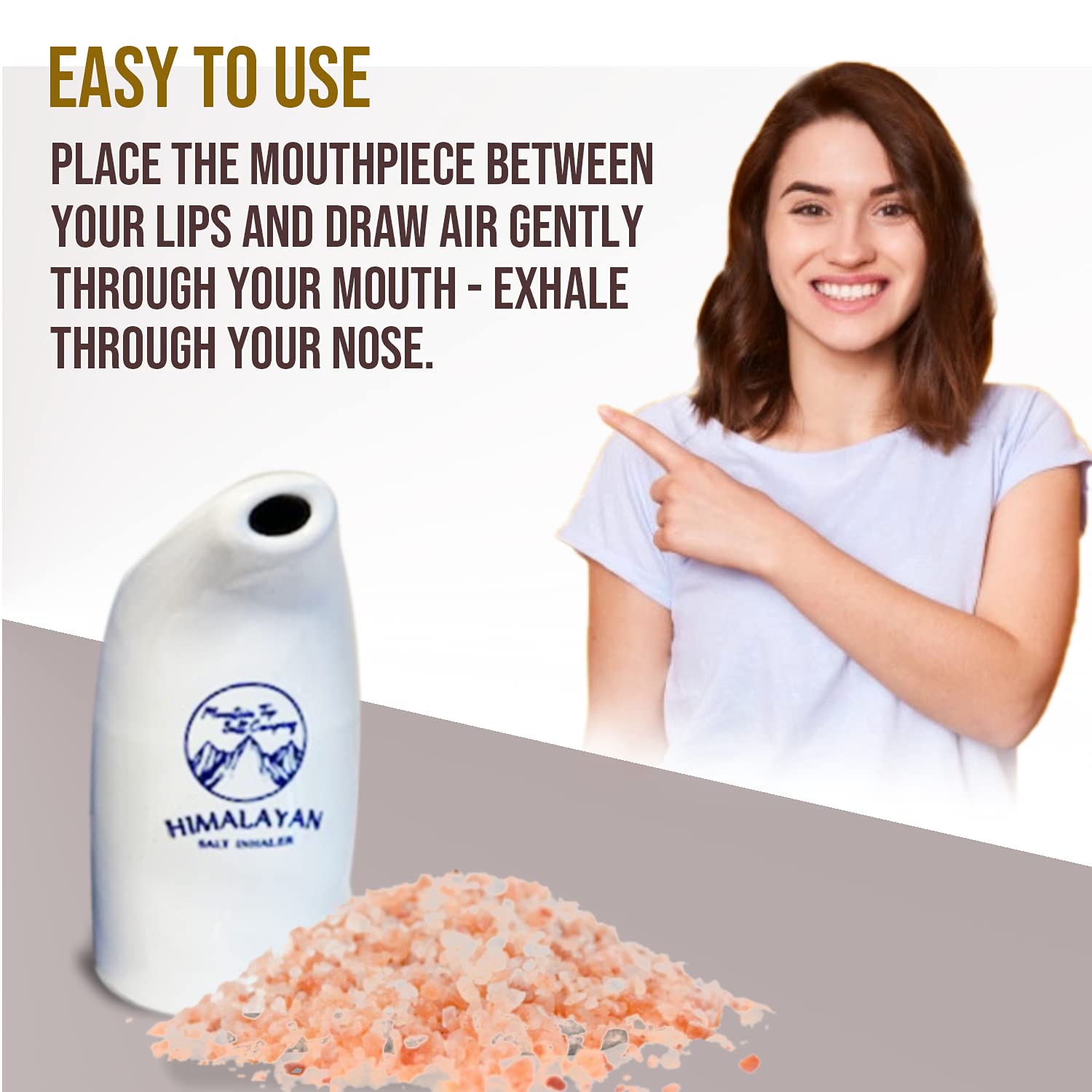 Himalayan Salt Inhaler with 100g Pink Salt Asthma Inhaler
