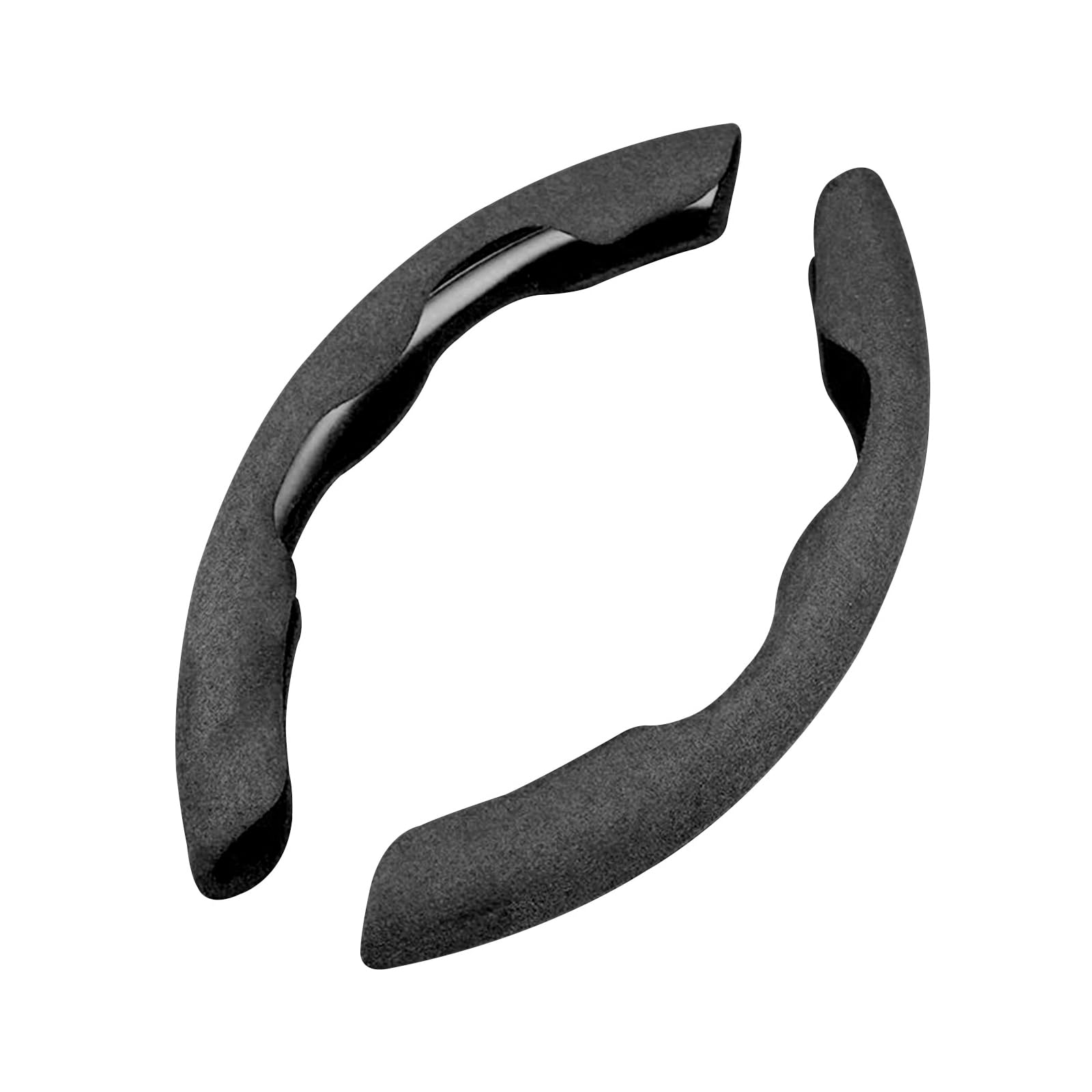 Ergocar Sport Camoscio Coprivolante Forma D & Rotonda Universale Moda Confortevole Coprivolante Segmentati per Auto Durevole Antiscivolo Traspirante 38 cm(15"), Nero