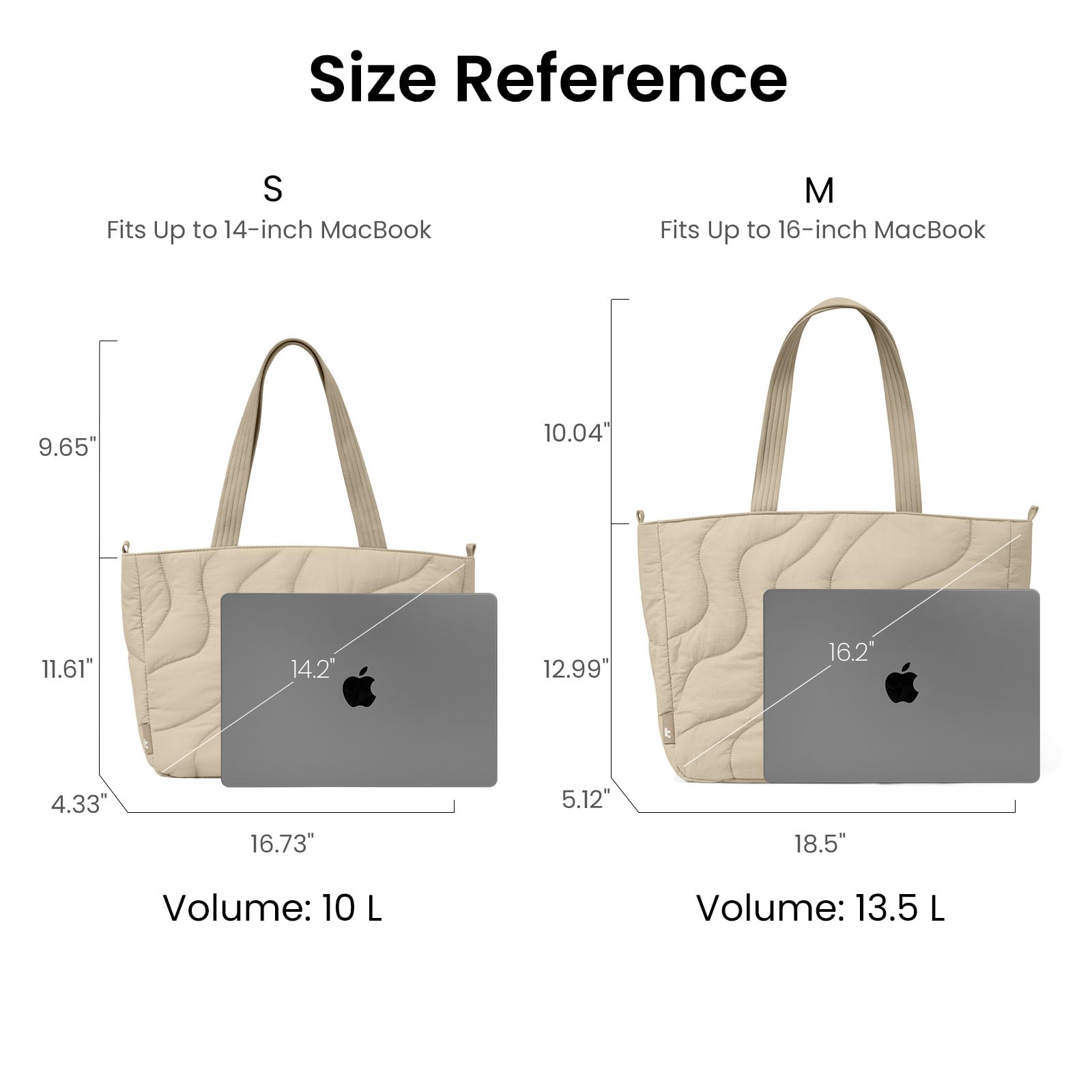 tomtoc Bolso Mujer Grande, 10L Puffer Tote Bag para MacBook 13-14 Pulgadas, Ligero de Hombro y de Mano, Bolsa con Portátil Ordenador para Universidad, Shoppers, Compras, Trabajo, Viajes y Uso Diario