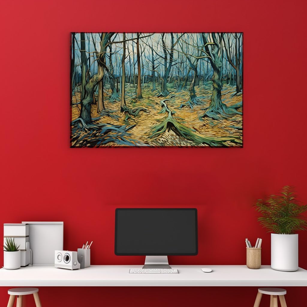 Canvas for Living room. Whispering Woods: A Serene Journey through Abstract Forest Hues, 27 x 18 inch Canvas Wall Art - Contemporary Masterpieces - Modern Home Decor - 69x46 cm (27x18 inch)