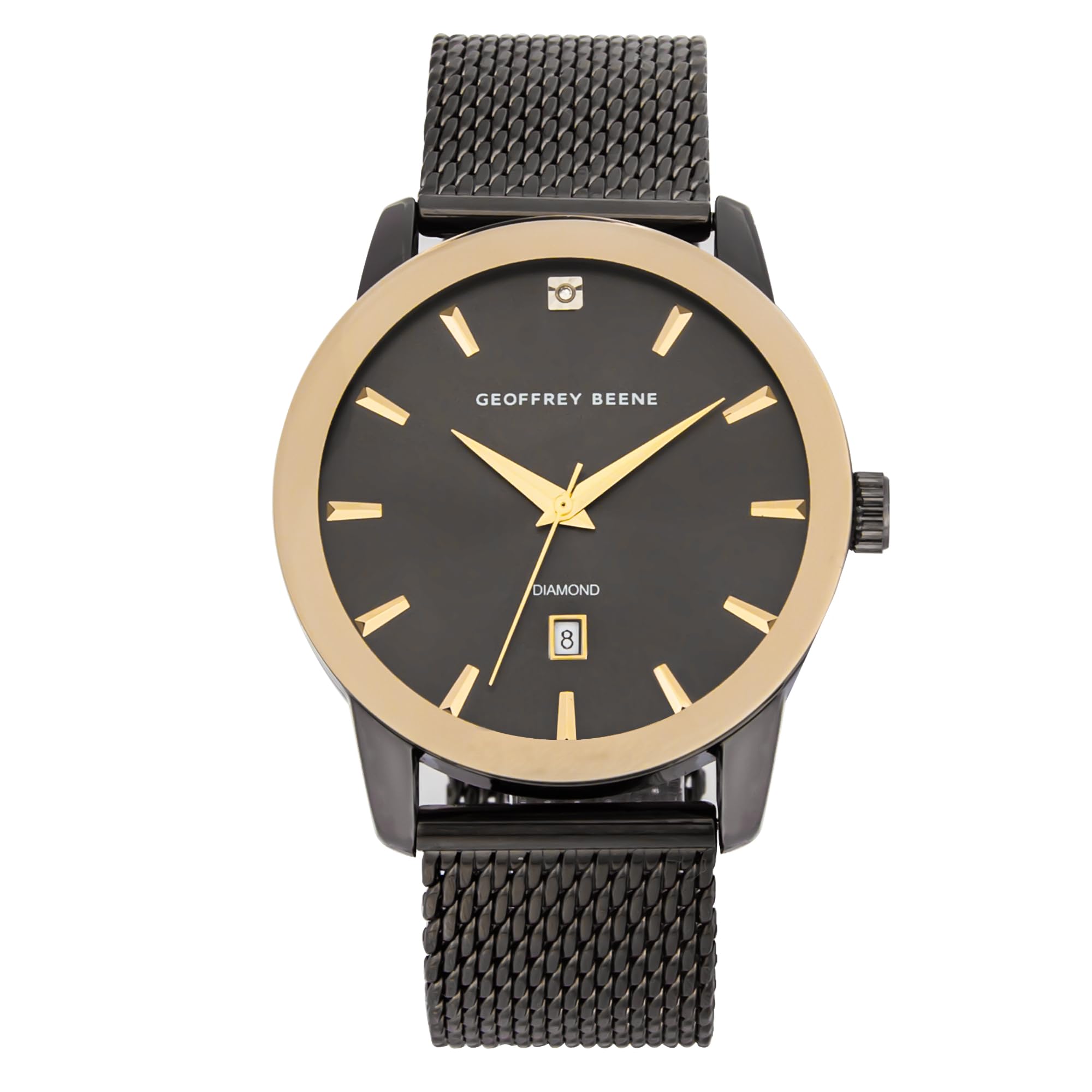 Geoffrey Beene Mens Watch - Stainless Steel Mesh Band Quartz Movement Analog Watch for Men, Gift for Men, Formal or Business Casual Minimalist Wrist Watches 42mm