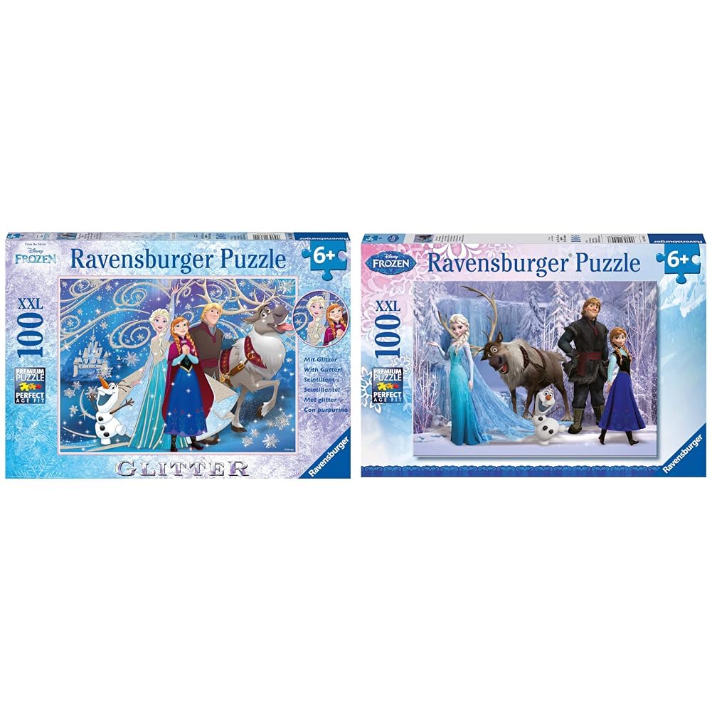 Ravensburger Kinderpuzzle - 13610 Frozen - Glitzernder Schnee & Kinderpuzzle - 10516 Im Reich der Schneekönigin - Disney Frozen-Puzzle für Kinder ab 6 Jahren, mit 100 Teilen im XXL-Format