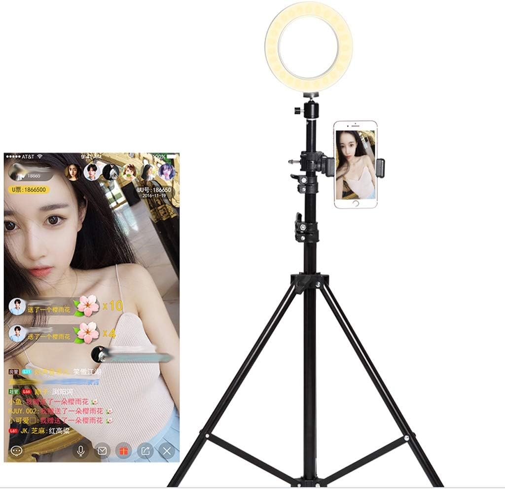 HBJWOV Light Stand Phone Holder for Live Stream，Makeup, Dimmable Led Camera Beauty Ringlight for Photography Compatible