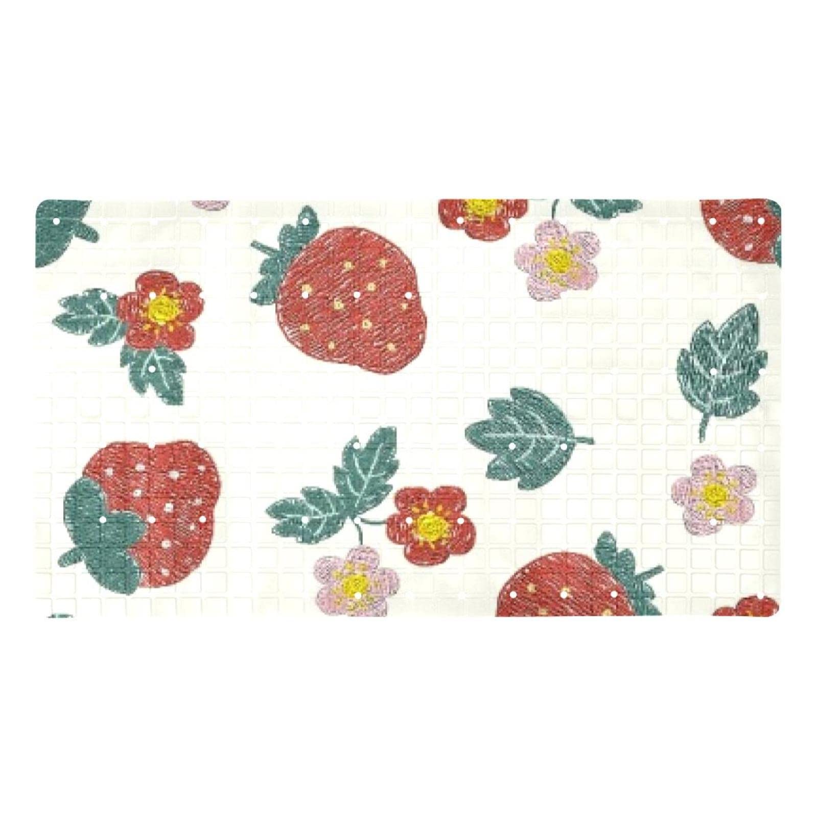 Alfombra de baño con flores de fresa antideslizante que elimina el agua acumulada en la ducha