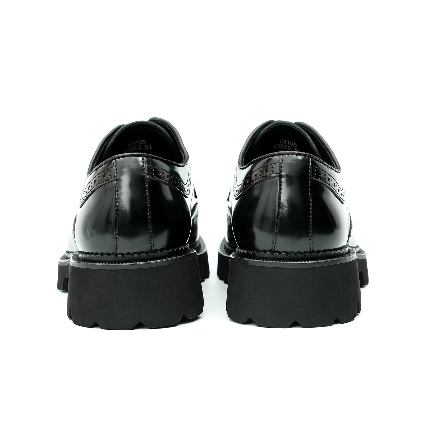 Genérico Brogues en Cuero Charol con Suela Gruesa para Hombres Zapatos de Vestir Formales con Cordones