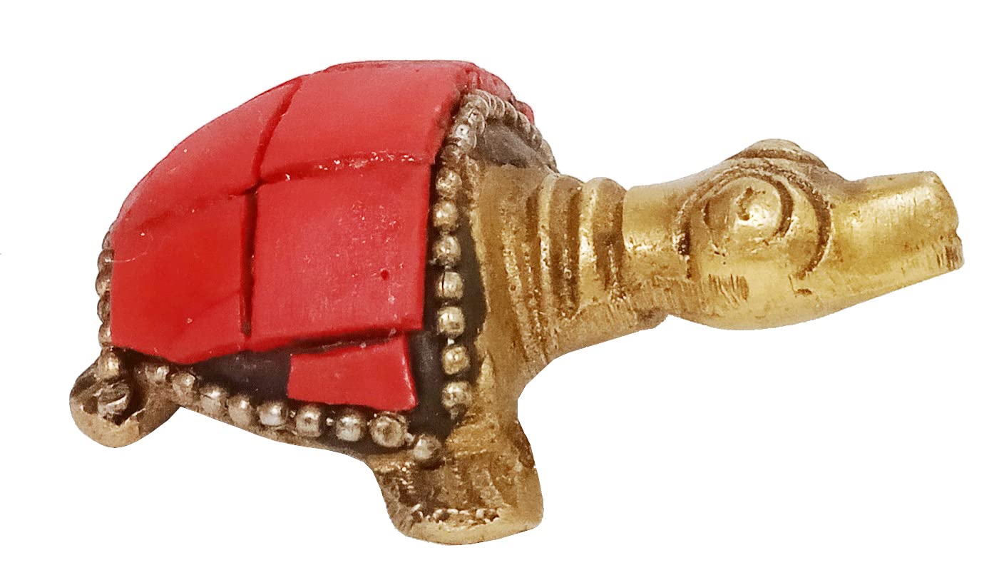 Statuette tortue en laiton Purpledip 12422 pour décoration salon Feng Shui