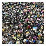 Czech Fire-Polished Faceted Glass Beads Round 3mm, 4mm, 6mm, 8mm, Crystal Vitrail. Total 275 pcs. Set 1CFP 006 (3FP003 4FP003 6FP003 8FP003)