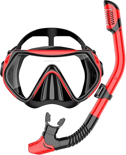Equipo de esnórquel para adultos, juego de esnórquel máscara de buceo, gafas de natación para adultos con cubierta de nariz, vidrio templado HD