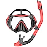 Snorkeling Gear for Adults, Snorkel Set Scuba Diving mask Dry-Top, Adult Swimming Goggles with Nose Cover, HD Tempered Glass Panoramic Anti-Leak Anti-Fog