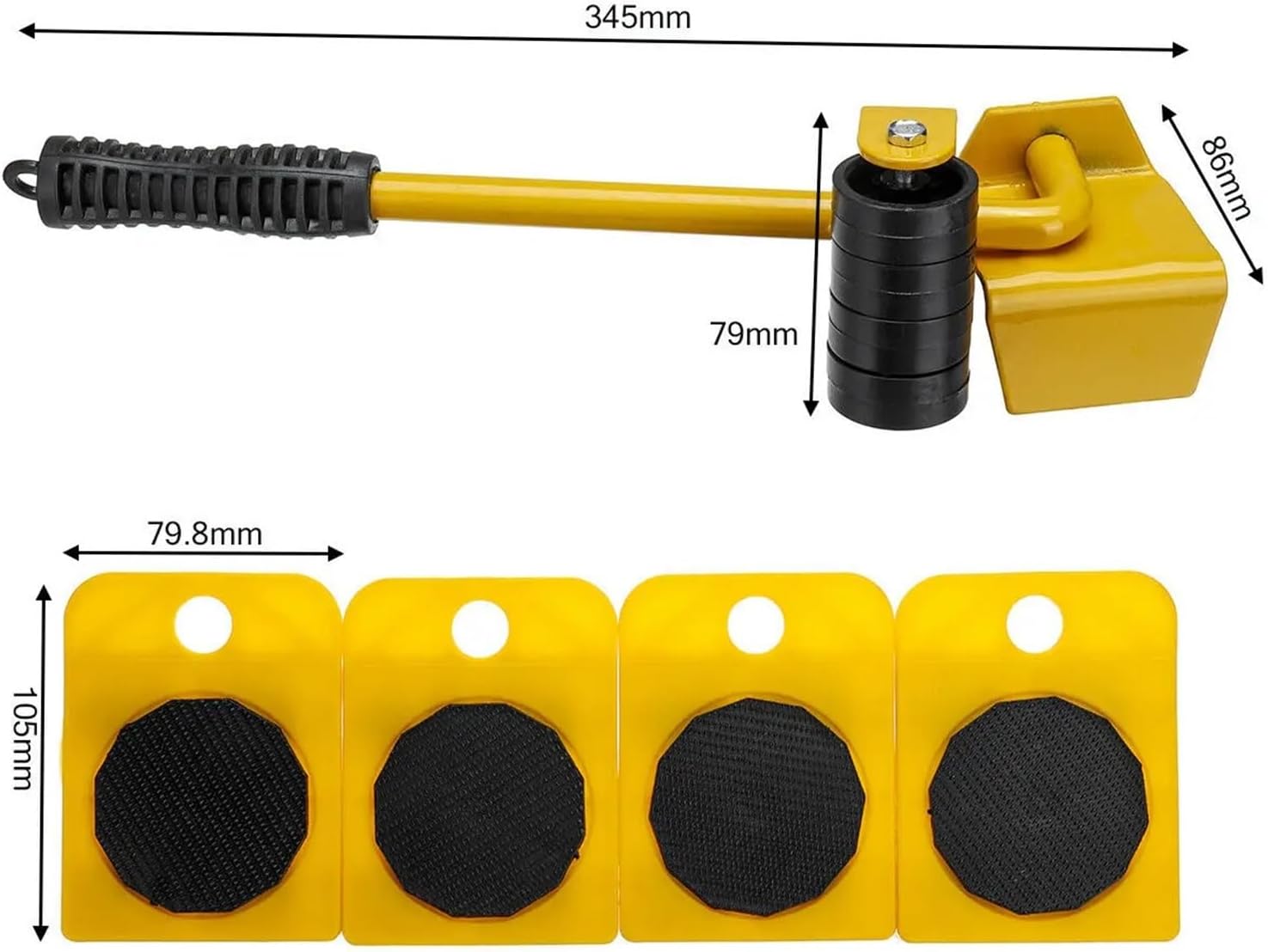 5Pcs Furniture Lifter Sliders Tool Kit Transport Heavy Stuffs Shifter Moving Roller Hand Set Wheel Bar Mover Device Max Up 150KG(Blue)