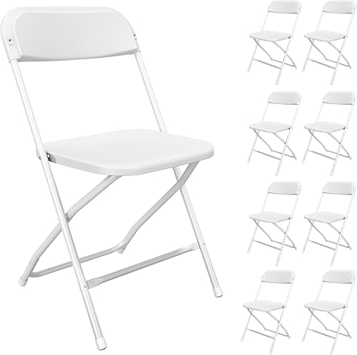 Miniatura 23 de Paquete de 10 sillas plegables negras, sillas portátiles para fiestas, silla plegable de plástico, asientos comerciales apilables con estructura