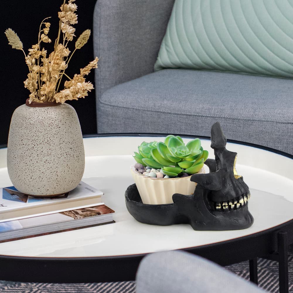 Goldener Totenkopf Brillenhalter - 3D Schädel Ständer Mit Schale Für Schmuck & Schlüssel