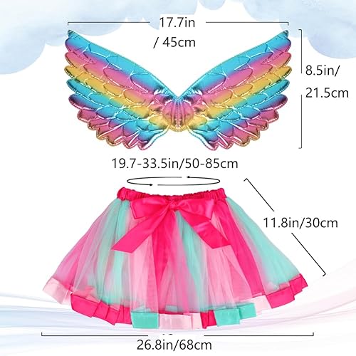 Miniatura 7 de SIQITECHNO Girls Fairy Costumes Fancy Dress Up Angel Costume Princess Dress Costumes with Butterfly Wings Set for 3-6Years