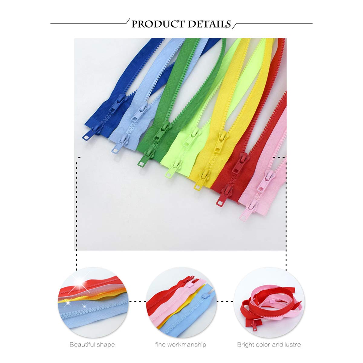 zamki błyskawiczne, 5 szt. 5# podwójny suwak z żywicy otwartym końcem 50/60/70/80/100 cm do szycia odzieży w kolorze 7,60(Color 17,100cm)