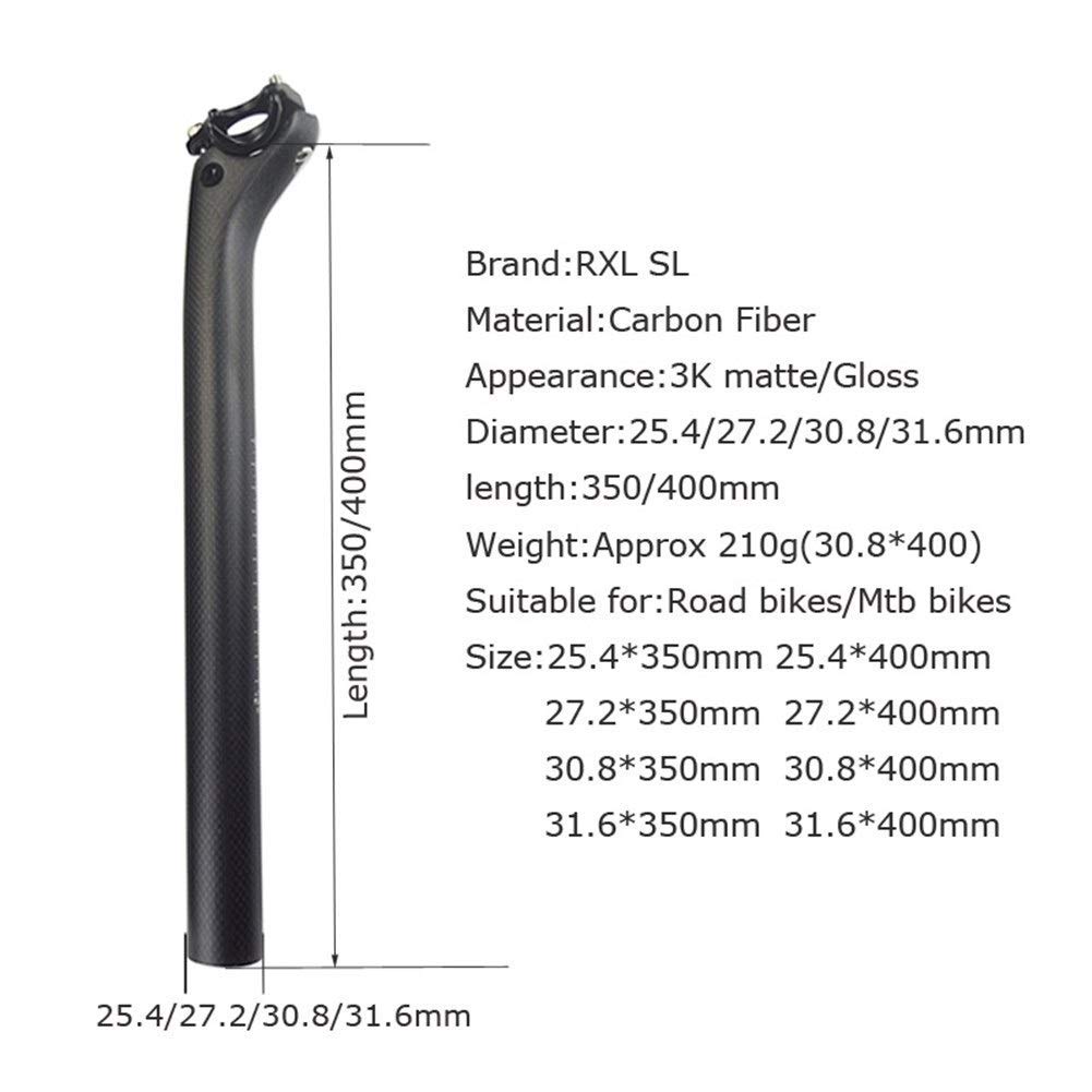 Reggisella per Bicicletta Reggisella per Bicicletta Reggisella 3K Lucido/Opaco Offset 25,4/27,2/30,8/31,6 Reggisella per Bicicletta Ultraleggero (Colore: 3K Lucido 30,8x400