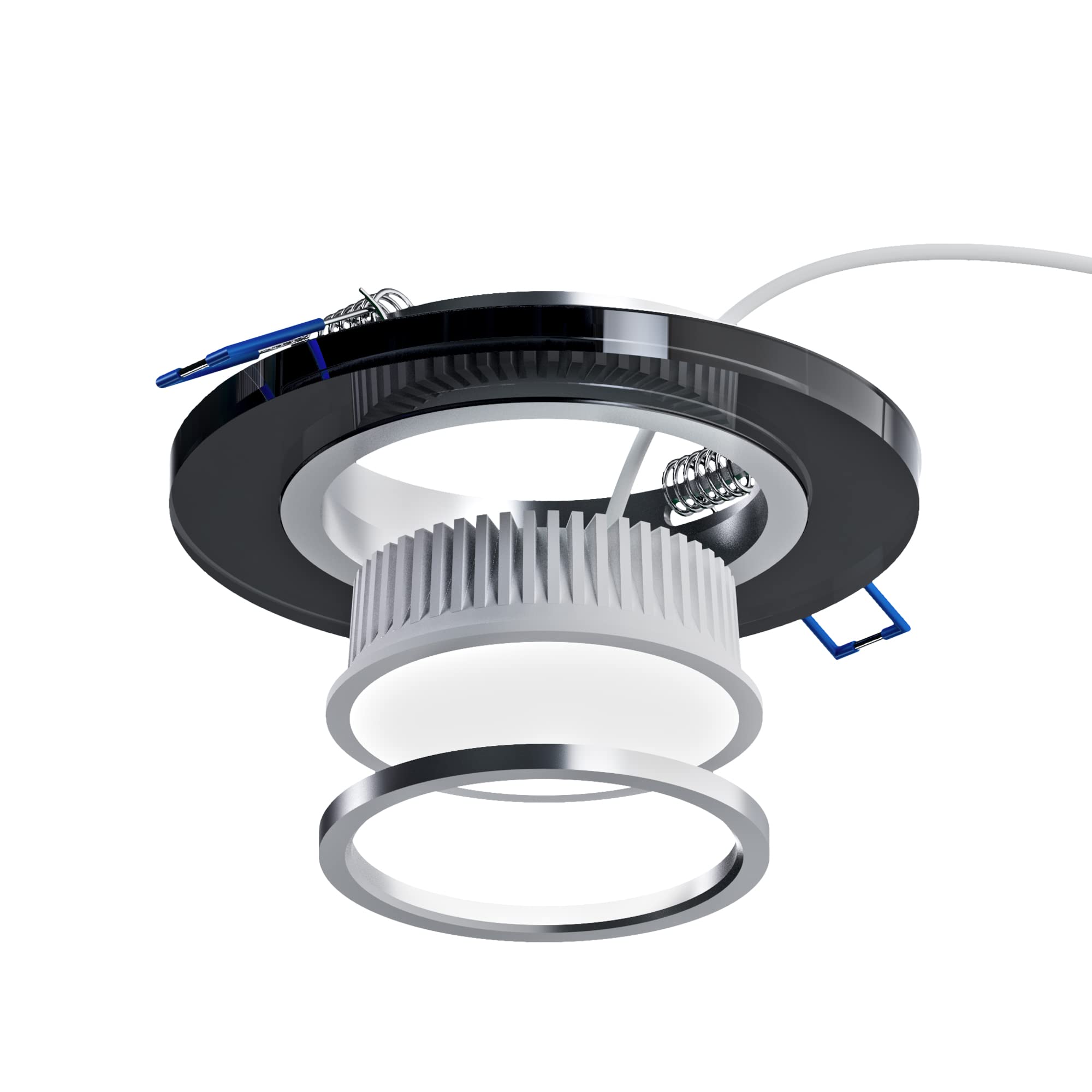 SSC-LUXon 6 faretti da incasso in vetro rotondo nero con attacco per GU10 / modulo – Design lampada da soffitto diametro foro 60 – 70 mm