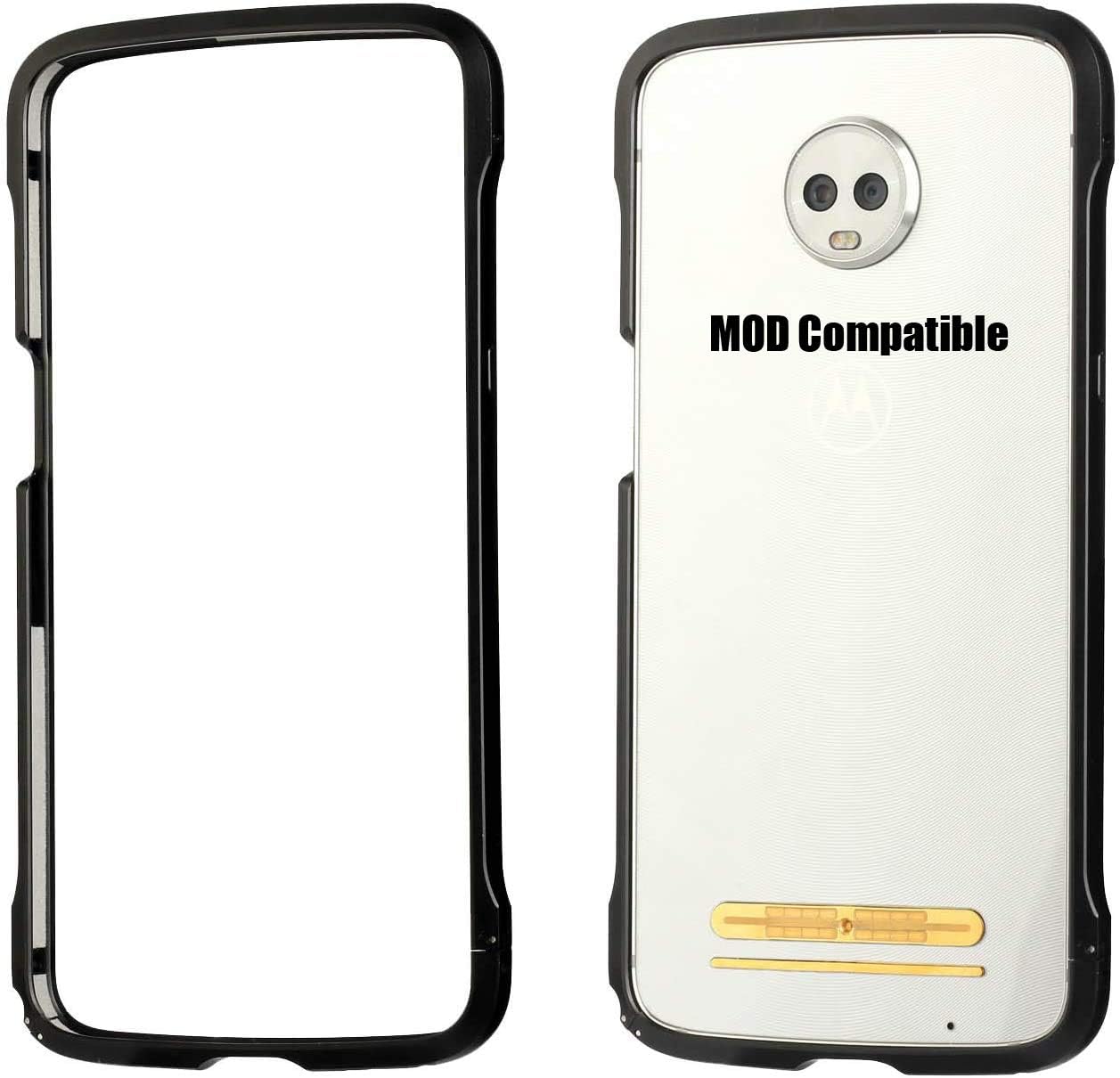 Moto Z3 Case, Moto Z3 Play Case Bumper Moto Mods Compatible Luxury Aluminum Metal Shockproof Case (Black)
