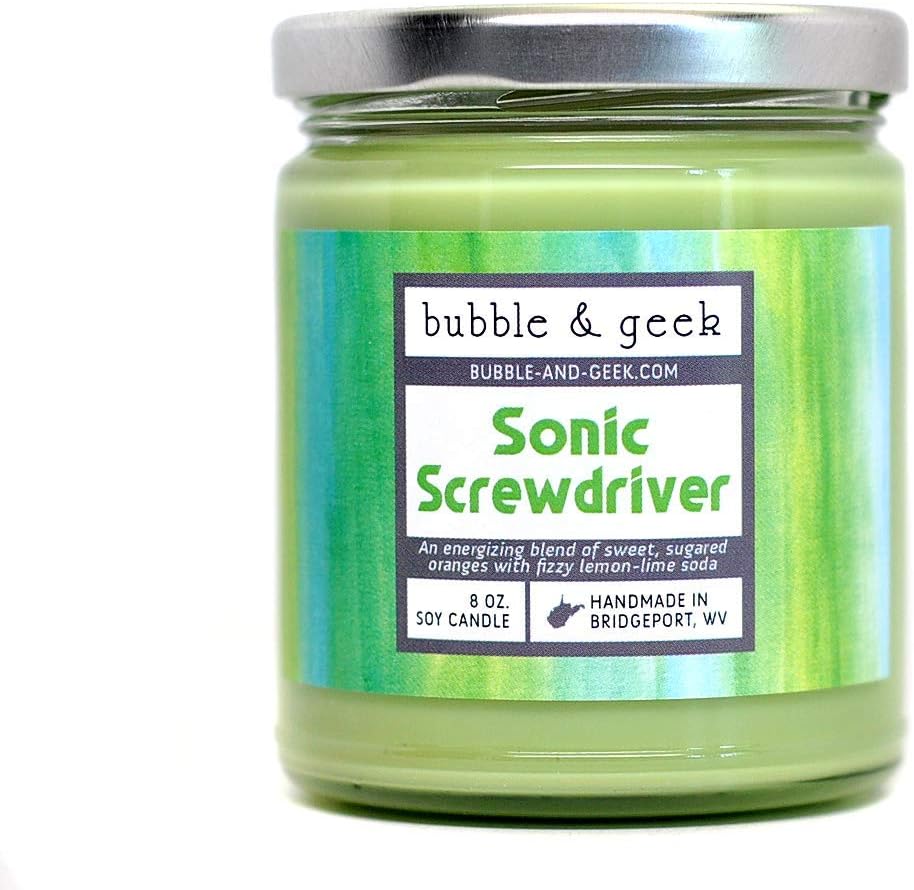Sonic Screwdriver Scented Soy Candle - highly scented - lime, orange, vanilla