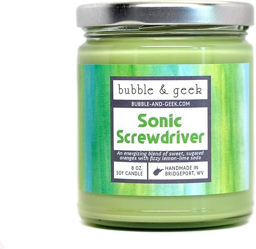 Sonic Screwdriver Vela de soja perfumada - altamente perfumada - lima, naranja, vainilla