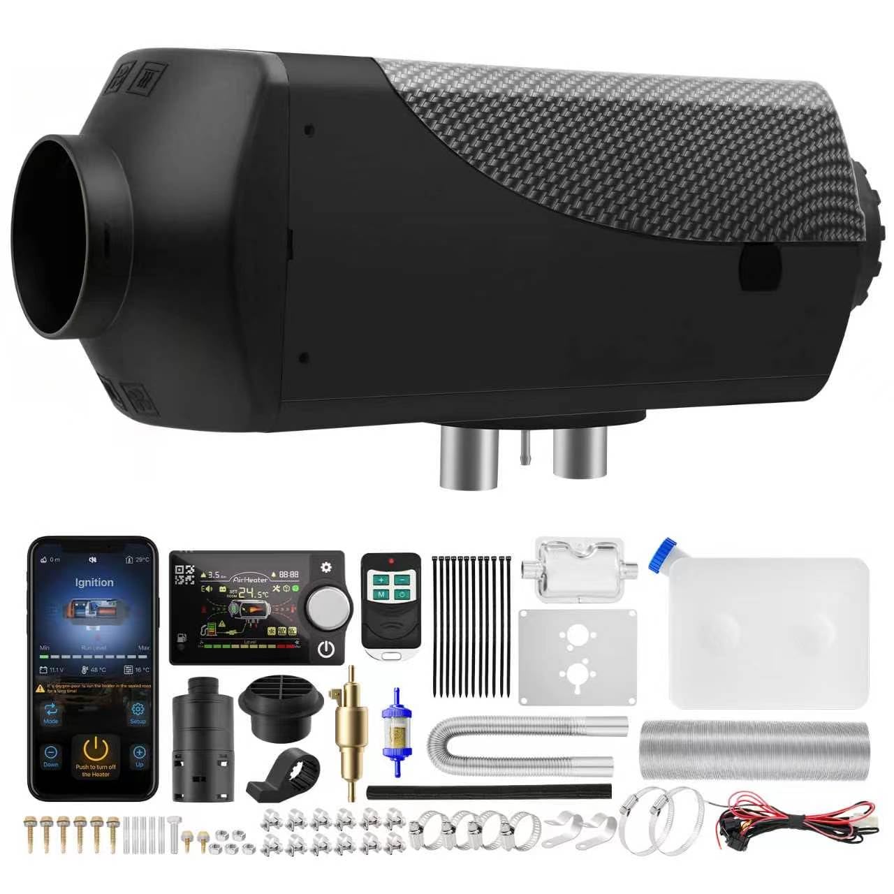 Chauffage diesel à air avec application Bluetooth, écran LCD et télécommande, température réglable pour camping-car, camion, bateau, bus 12 V, 5 kW