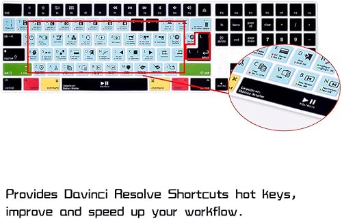 Miniatura 2 de HRH Davinci Resolve Shortcut Hotkey - Funda de teclado de silicona para teclado mágico con teclado numérico A1843 MQ052LLA lanzado en 20172018