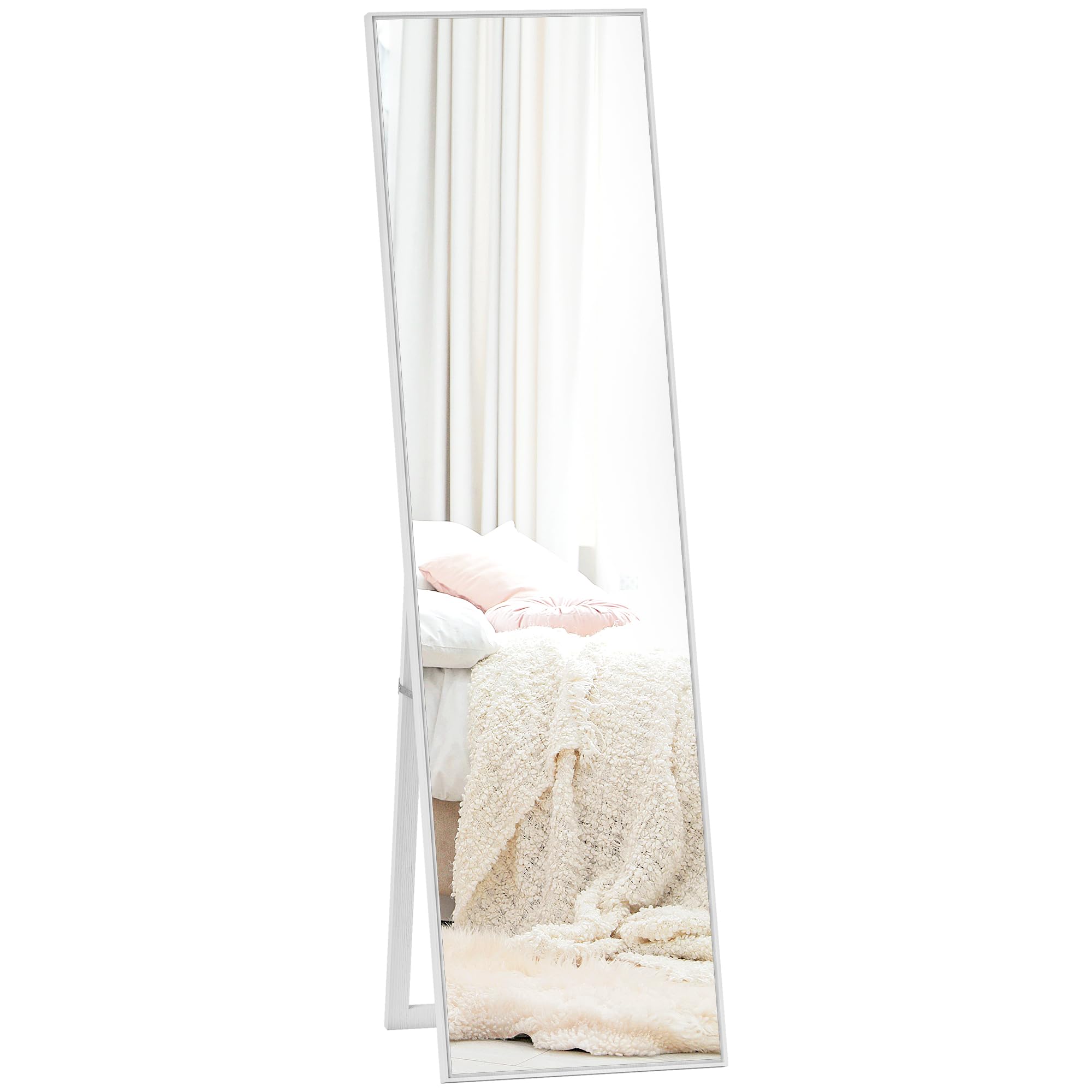 HOMCOM Miroir à Pied Ovale Style Shabby Chic Inclinaison Réglable Dim
